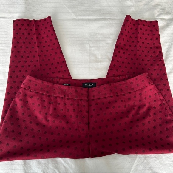 Talbots Heritage Ankle Pants 18W Petite Burgundy Wine Jacquard Dot Stretch Plus - Picture 13 of 16